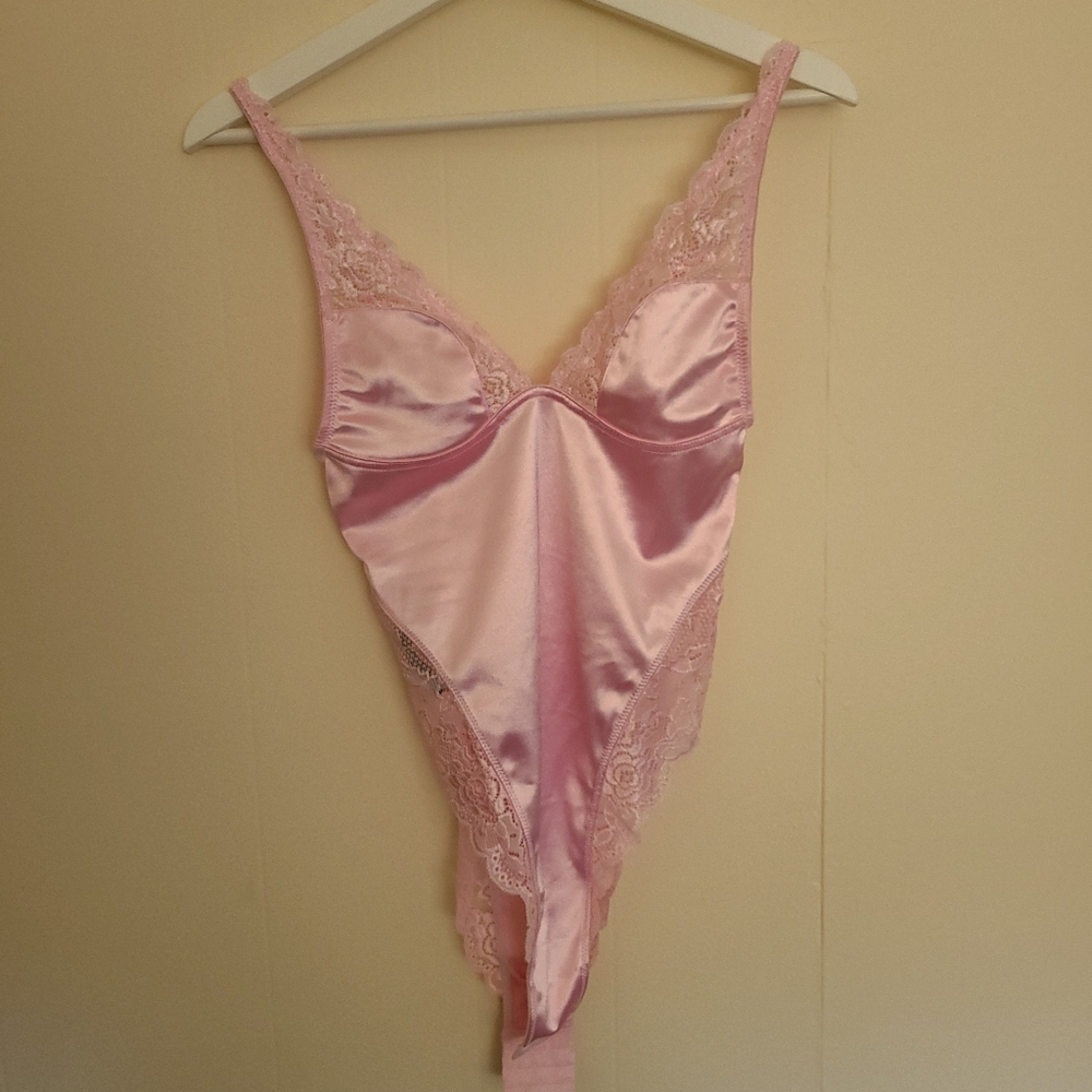 Pink lace teddy